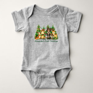 First Christmas Woodland Forest Animals Lights Baby Bodysuit