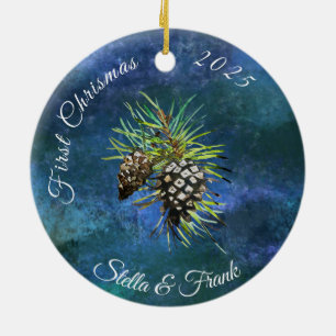 First Chrstmas together decoration, pine cone Ceramic Ornament