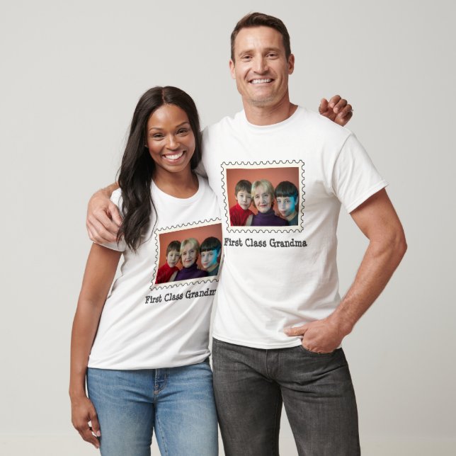 First Class Grandma nana custom horizontal photo  T-Shirt (Unisex)