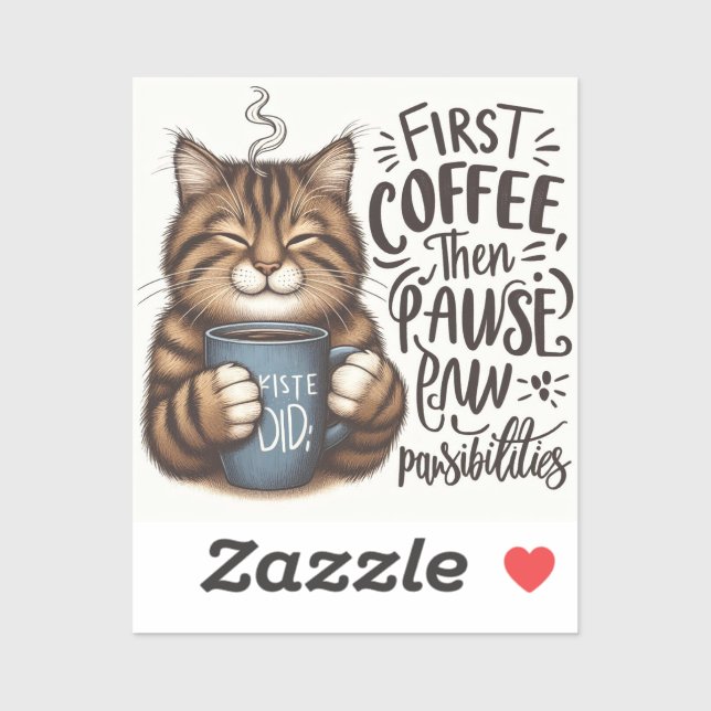 First Coffee Then Pawsibilities Cat Lover Vinyll (Sheet)