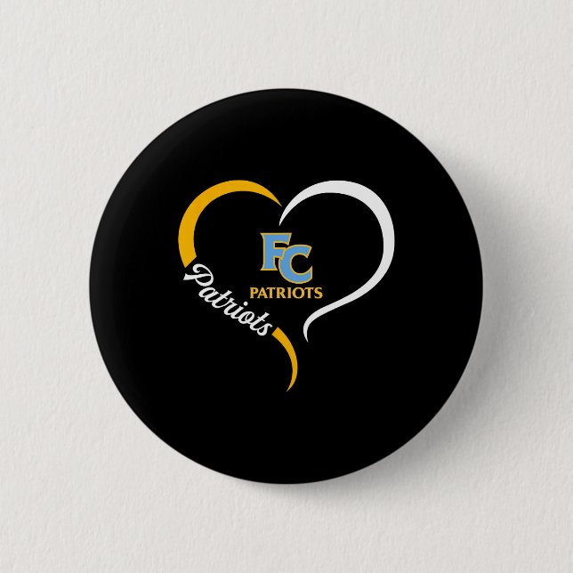 First Colonial Patriots Logo Half Heart Slogan Hs  2 Inch Round Button (Front)