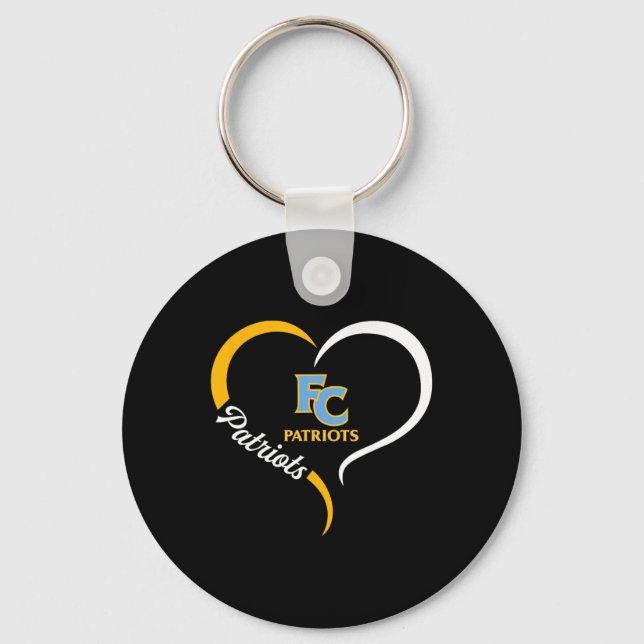 First Colonial Patriots Logo Half Heart Slogan Hs  Keychain (Front)