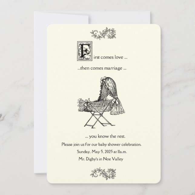First Comes Marriage Storybook Baby Shower Invites (Front)
