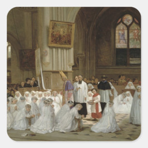 First Communion, 1867 Square Sticker