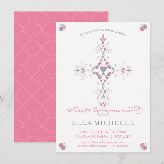 First Communion - 1st Holy Communion Invitation (Front/Back)