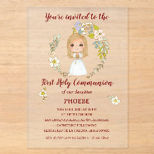 First Communion acrylic invitation PHOEBE