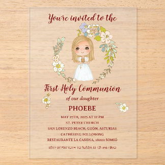 First Communion acrylic invitation PHOEBE
