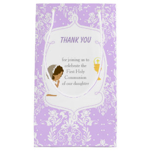 First Communion African American Girl Thank You Small Gift Bag