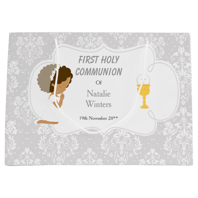 First Communion African American Thank You Large Gift Bag (Front)