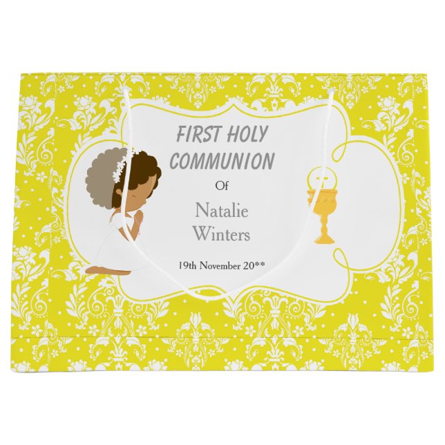First Communion African American Thank You Large Gift Bag (Front)