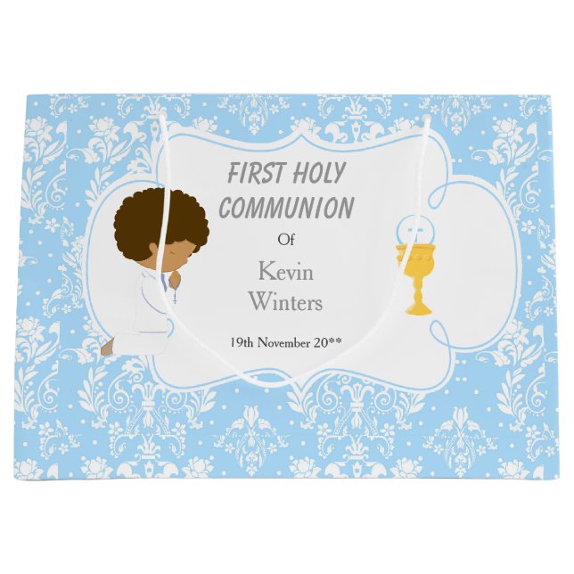 First Communion African American Thank You Large Gift Bag (Front)