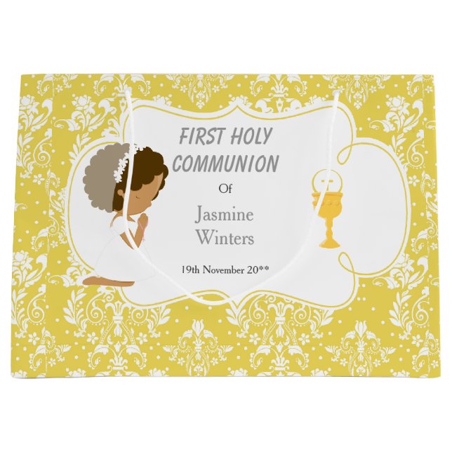First Communion African American Thank You Large Gift Bag (Front)