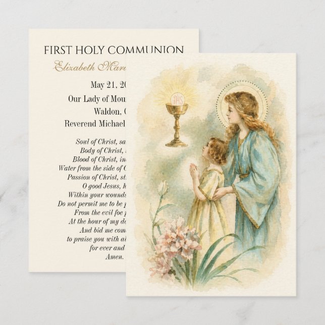 First Communion Angel Eucharist Remembrance Announcement (Front/Back)