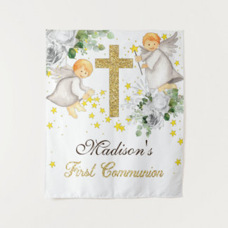 First Communion Angels Glitter Gender Neutral Tapestry