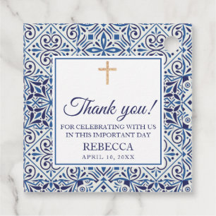 First Communion, Baptism Blue Tiles Favour Tags