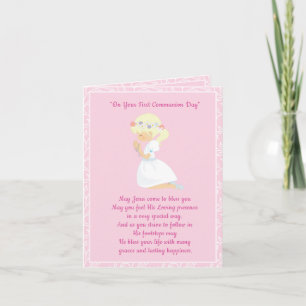 First Communion Blonde Girl Card