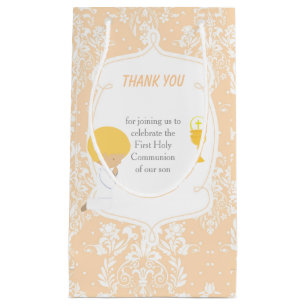 First Communion Blonde Hair Boy Thank You Small Gift Bag