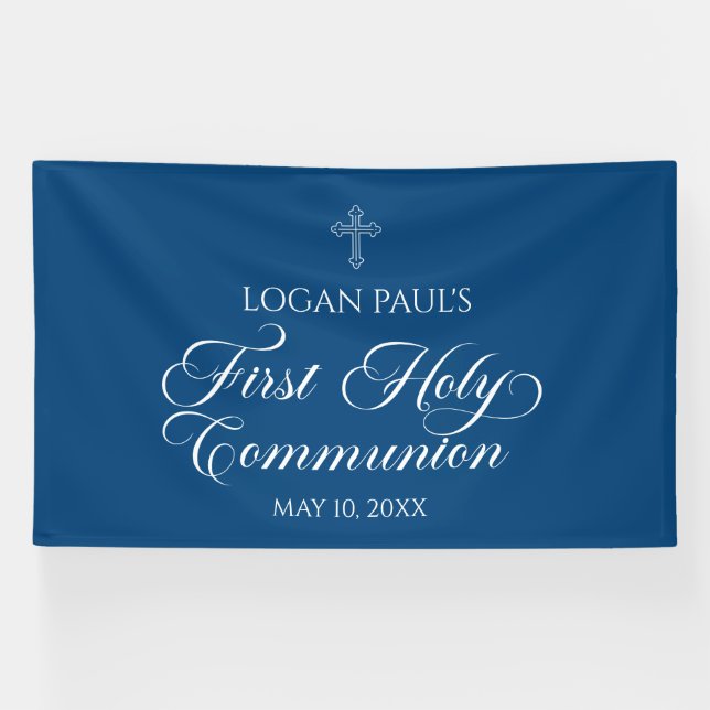 First Communion Blue banner backdrop (Horizontal)