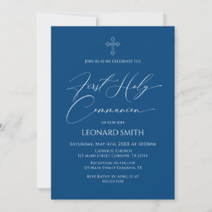 First Communion blue Invitation