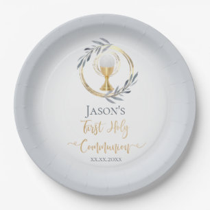 First Communion catholic boy Paper Plate