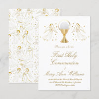 First Communion catholic girl golden angels design