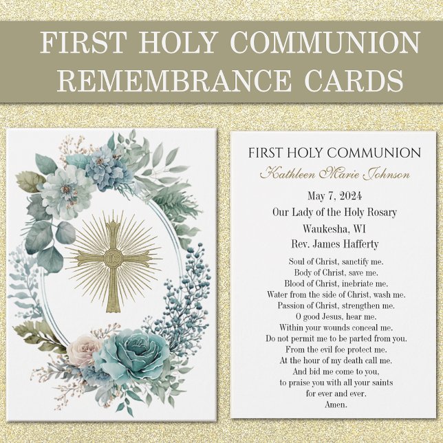 First Communion Catholic Remembrance Holy Card (Creator Uploaded)