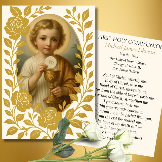 First Communion Catholic Remembrance Holy Card (Creator Uploaded)