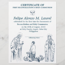 First Communion Certificate for boys