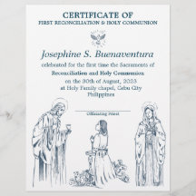 First Communion Certificate for girls