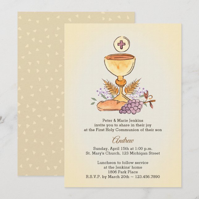 First Communion Chalice Invitation (Front/Back)