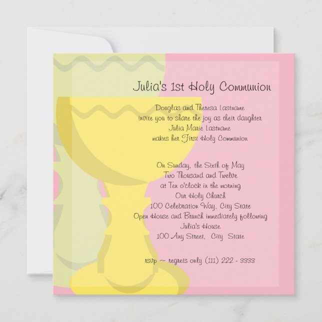 First Communion Chalice Invitation (Front)