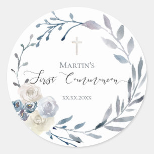 First Communion Classic Round Sticker