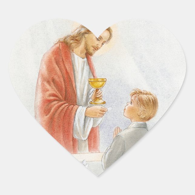 First communion confirmation boy heart sticker (Front)