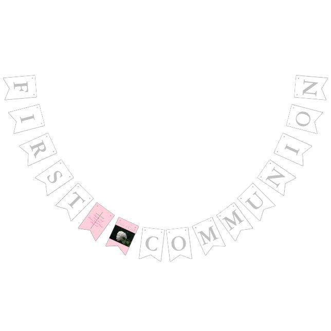 First Communion Cross Girl Insert Your PHOTO Bunting Flags (All)