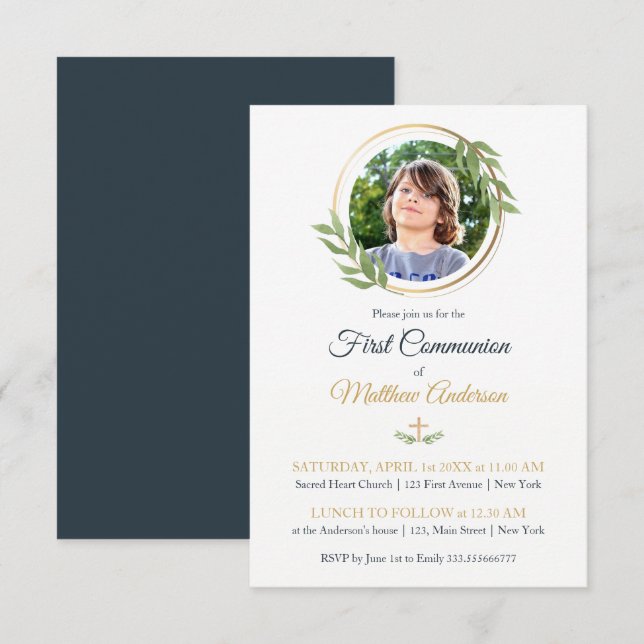 First Communion Custom Photography Invitation (Front/Back)