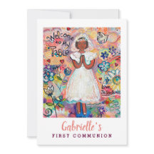 First Communion Customizable Invite for Black Girl
