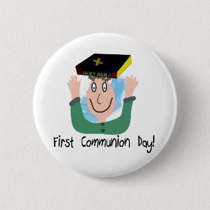 First Communion Day~~"Boy With Bible" 2 Inch Round Button