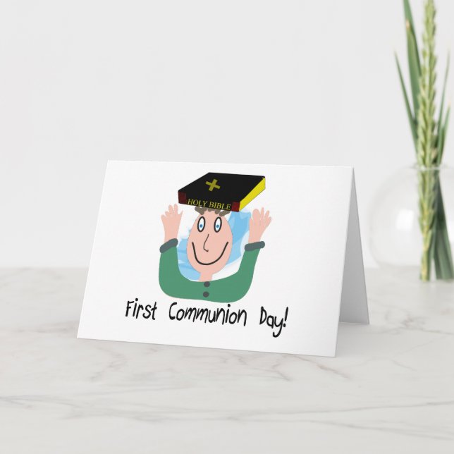 First Communion Day~~"Boy With Bible" Card (Front)
