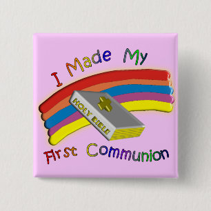 First Communion Day T-Shirts & Gifts For Kids 2 Inch Square Button