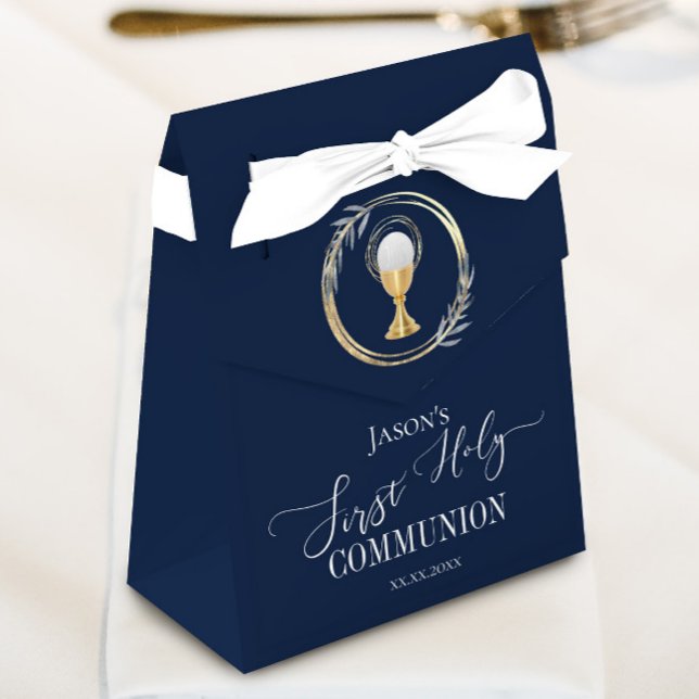 First Communion elegant blue Favor Box (Creator Uploaded)