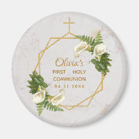 First Communion Floral Calla Lilies Gold Marble
