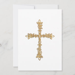 First Communion Gold Cross Invitation