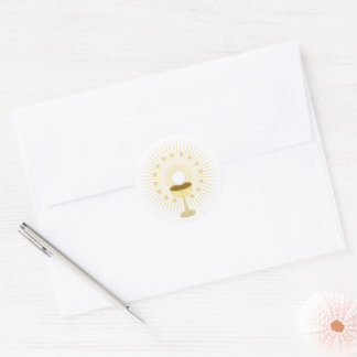 First Communion Gold with Chalice Classic Round Sticker