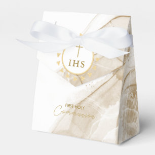 First Communion Gold with IHS lettering Invitation Favor Box