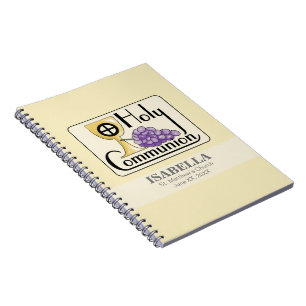 First Communion Grapes and Cup, Customizable Notebook