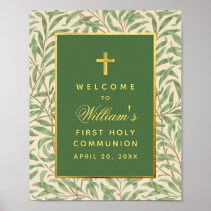 First Communion Green Gold Greenery Welcome Sign
