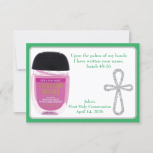 First Communion Hand Sanitizer Favour Cards