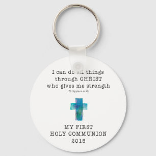First Communion I Can Do All Things Keychain