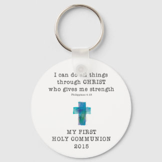 First Communion I Can Do All Things Keychain
