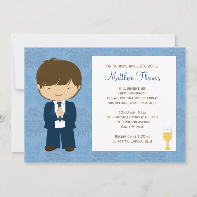First Communion Invitation for Boy (Front)